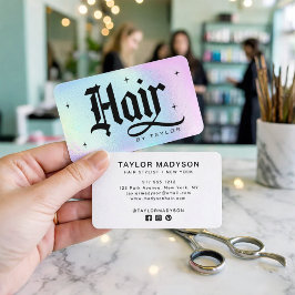 Hair Stylist Modern Hair Salon Branding Hologram 名刺
