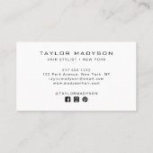 Hair Stylist Modern Hair Salon Branding White 名刺 (裏面)