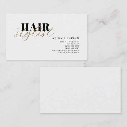 Hair Stylist Modern Minimalist Plain Profile 名刺 (正面/裏面)