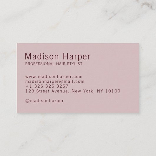 Hair stylist modern monogram initials pink red 名刺 (裏面)