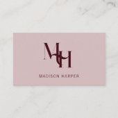 Hair stylist modern monogram initials pink red 名刺 (正面)