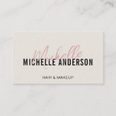 Hair Stylist Modern Neutral and Pink QR Code 名刺 (正面)