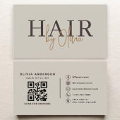 Hair Stylist Modern Neutral QR Code  名刺