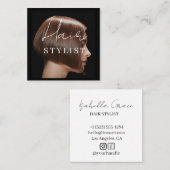 Hair stylist modern photo  square business card スクエア名刺 (正面/裏面)