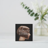 Hair stylist modern photo  square business card スクエア名刺 (スタンド正面)