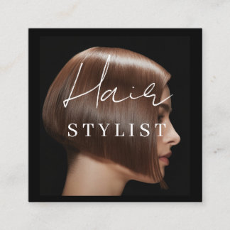 Hair stylist modern photo  square business card スクエア名刺
