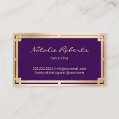 Hair Stylist Modern Purple & Gold Art Deco Salon 名刺 (裏面)