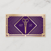 Hair Stylist Modern Purple & Gold Art Deco Salon 名刺 (正面)