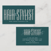 Hair stylist modern typography script green 名刺 (正面/裏面)