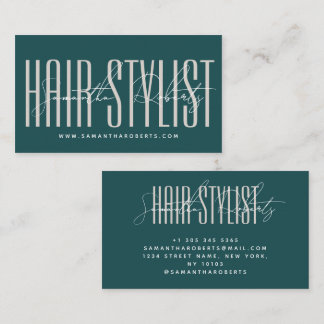 Hair stylist modern typography script green 名刺