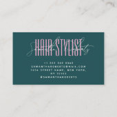 Hair stylist modern typography script green pink 名刺 (裏面)