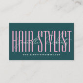 Hair stylist modern typography script green pink 名刺 (正面)