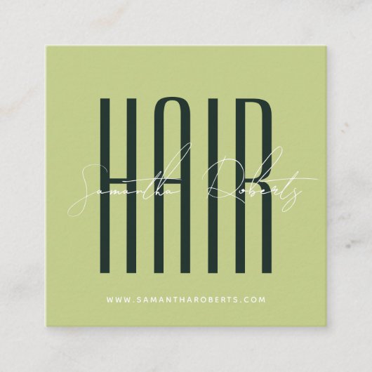 Hair stylist modern typography script pearl pink スクエア名刺 (正面)