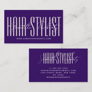 Hair stylist modern typography script purple 名刺
