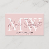 Hair Stylist Monogram Blush Pink 名刺 (正面)