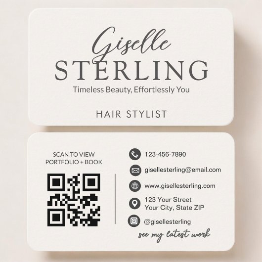 Hair Stylist Neutral QR Code 名刺