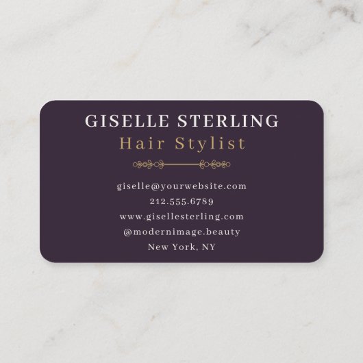 Hair Stylist Purple 名刺 (裏面)