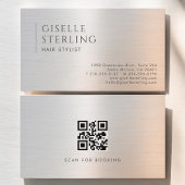 Hair Stylist QR Code Brushed Metal 名刺