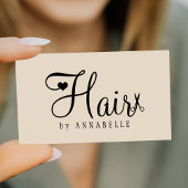 Hair stylist QR code modern script beige black 名刺