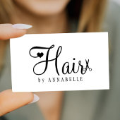 Hair stylist QR code modern script black and white 名刺