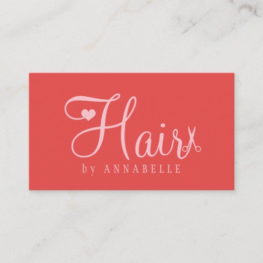 Hair stylist QR code retro modern script red pink 名刺 (正面)