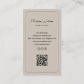 Hair Stylist Salon Custom 3 Photos QR Code Beige 名刺 (裏面)