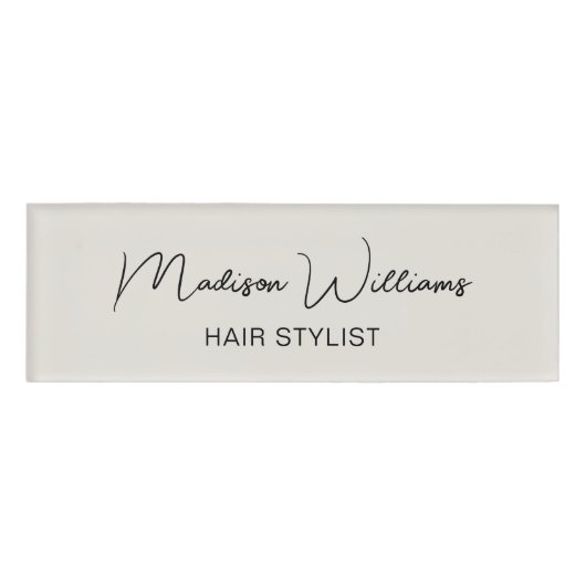 Hair Stylist Salon Modern Neutral 名札 (正面)