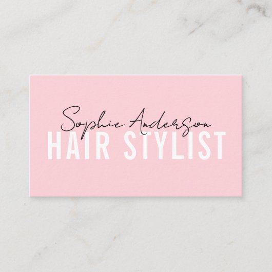 Hair Stylist Salon Pink QR Code 名刺 (正面)