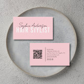 Hair Stylist Salon Pink QR Code 名刺