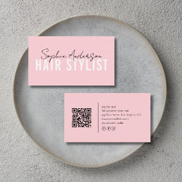 Hair Stylist Salon Pink QR Code 名刺
