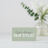 Hair Stylist Salon Sage Green QR Code 名刺 (スタンド正面)