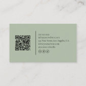 Hair Stylist Salon Sage Green QR Code 名刺 (裏面)