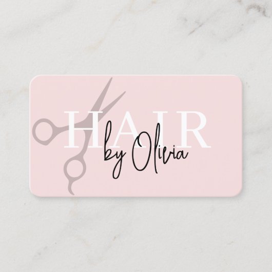 Hair Stylist Scissors Blush Pink QR Code  名刺 (正面)