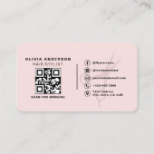 Hair Stylist Scissors Blush Pink QR Code  名刺 (裏面)