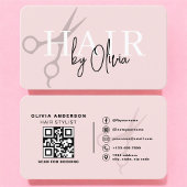 Hair Stylist Scissors Blush Pink QR Code  名刺