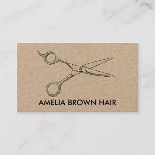 Hair Stylist Scissors Chic Drawing Barber CUSTOM 名刺 (正面)