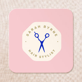 Hair Stylist Scissors Pink Emblem スクエア名刺