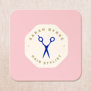 Hair Stylist Scissors Pink Emblem スクエア名刺