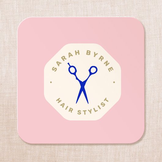 Hair Stylist Scissors Pink Emblem スクエア名刺
