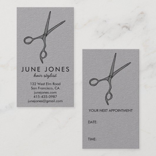 Hair Stylist Scissors Salon APPOINTMENT REMINDER 名刺 (正面/裏面)
