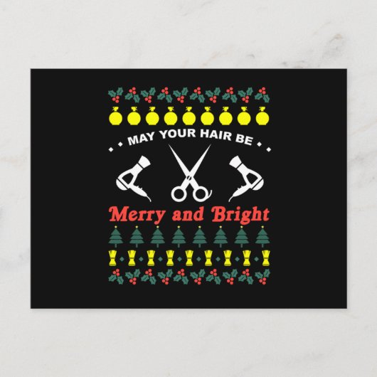 Hair Stylist Ugly Christmas Knit Sweater Gift ポストカード (正面)