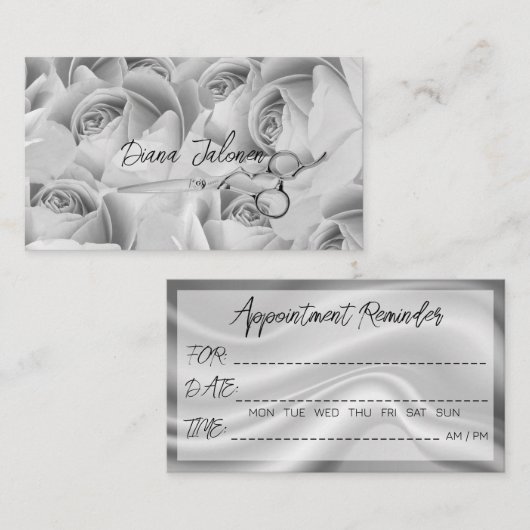 Hairdresser Appointment Reminder Black Marble 名刺 (正面/裏面)