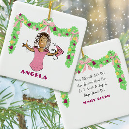 Hairdresser Cartoon Ethnic Thank You Christmas セラミックオーナメント