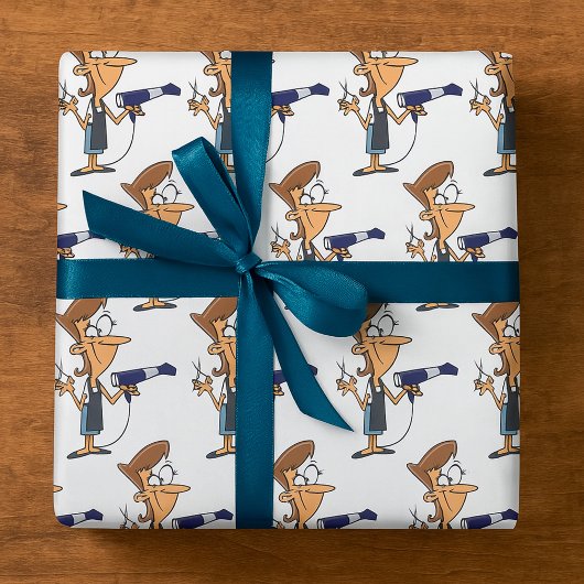 Hairdresser With Scissors ラッピングペーパー