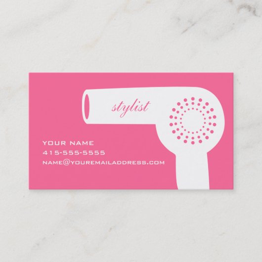 Hairdryerのスタイリストカードピンク 名刺 (正面)