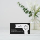 HairdryerのスタイリストカードB&W 名刺 (スタンド正面)