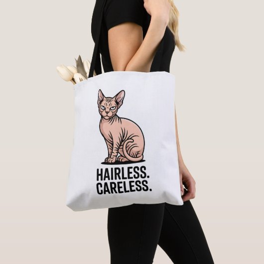 Hairless Careless Sphynx Cat Attitude Art トートバッグ (クローズアップ)