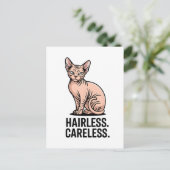 Hairless Careless Sphynx Cat Attitude Art ポストカード (スタンド正面)