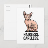 Hairless Careless Sphynx Cat Attitude Art ポストカード (正面/裏面)