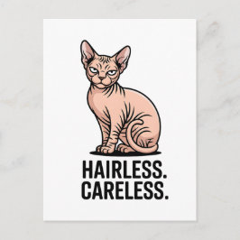 Hairless Careless Sphynx Cat Attitude Art ポストカード